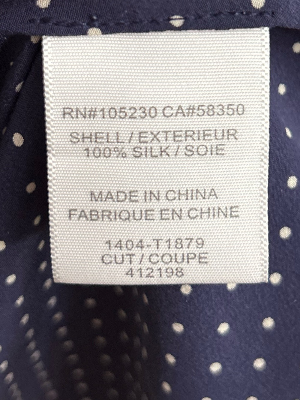 Joie Polka Dot Silk Blouse Navy Blue White V-Neck Long Sleeve Size Small - Picture 10 of 10